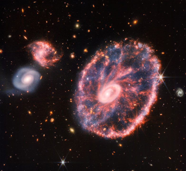 image of the Cartwheel and its companion galaxies