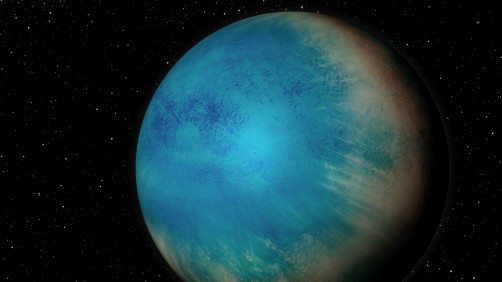 Artistic rendition of the exoplanet TOI-1452 b, a small planet that may be entirely covered in a deep ocean
