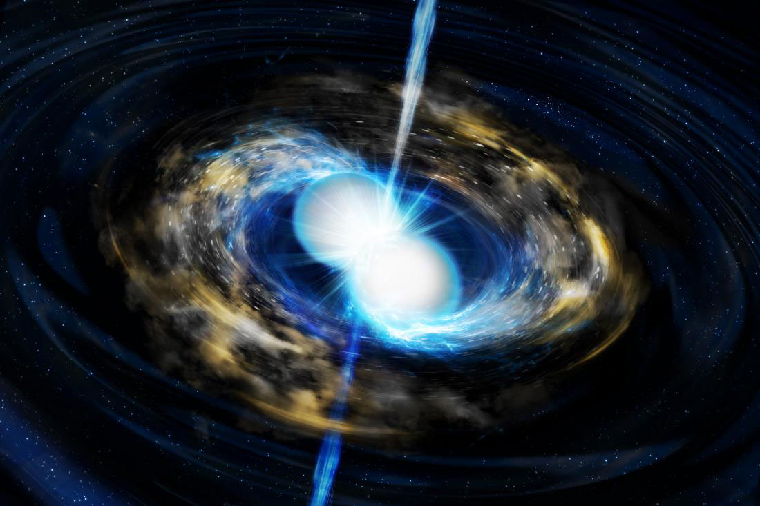 An image of a neutron star merger and a kilonova