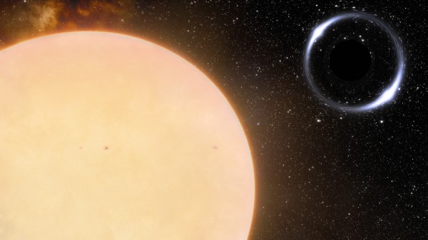 illustration of a star orbiting a dormant stellar-mass black hole