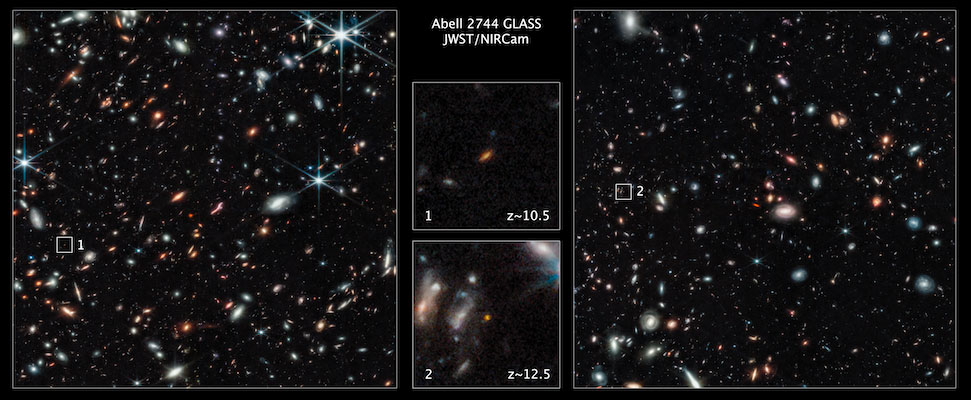 Two exceptionally bright galaxies were captured in GLASS-JWST program