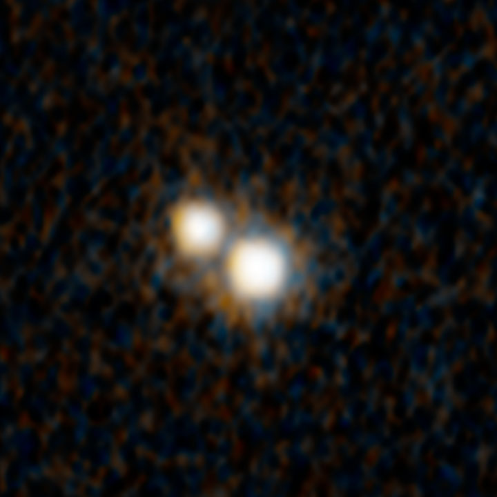 A Hubble Space Telescope photograph of a pair of quasars