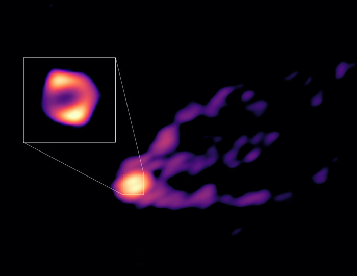 Millimeter-VLBI image of the jet and the black hole in Messier 87