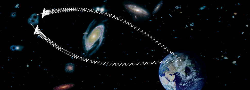 El concepto de ondas gravitacionales lenticulares que viajan a la Tierra