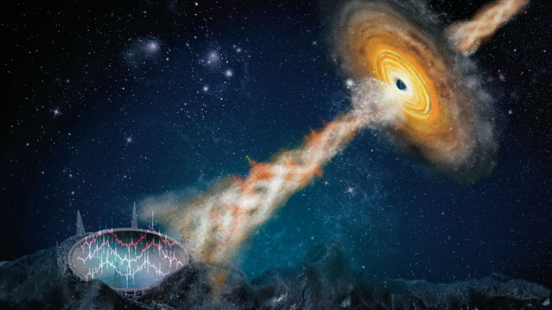 Artist depiction of microquasar event captured by FAST Telescope