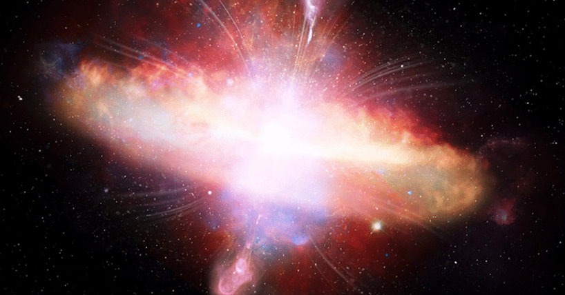 An artist’s impression of a red quasar