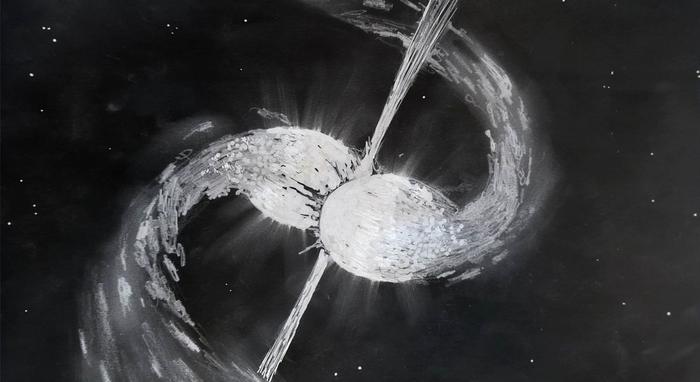Artist’s impression of colliding neutron stars