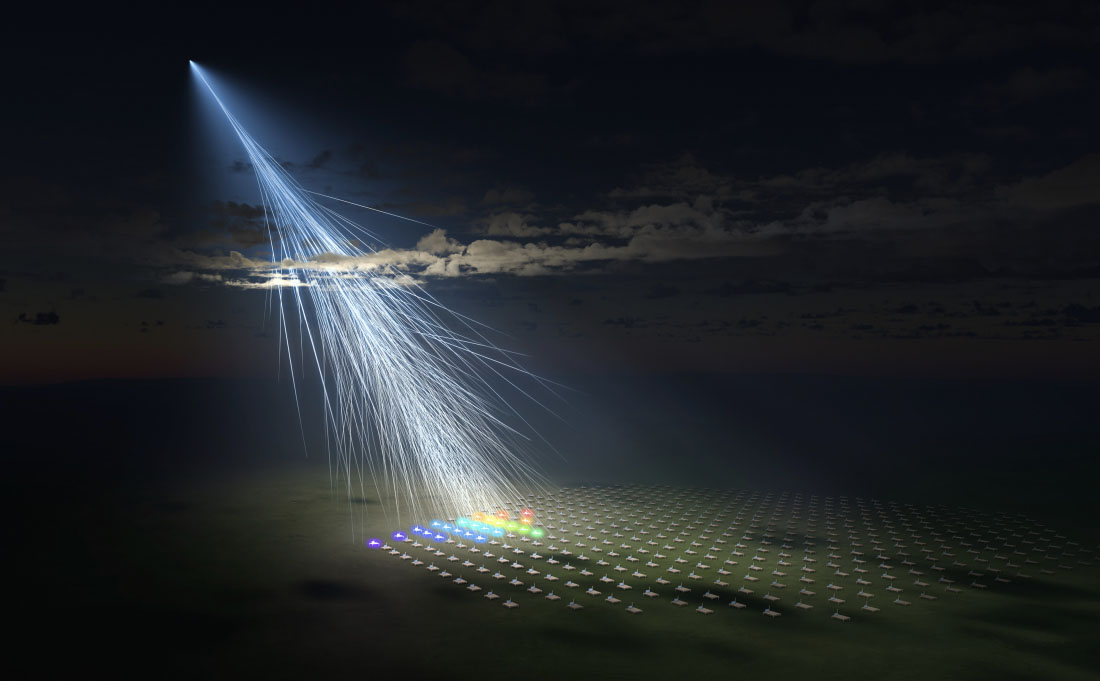 illustration of an ultra-high-energy cosmic ray captured by the Telescope Array experiment