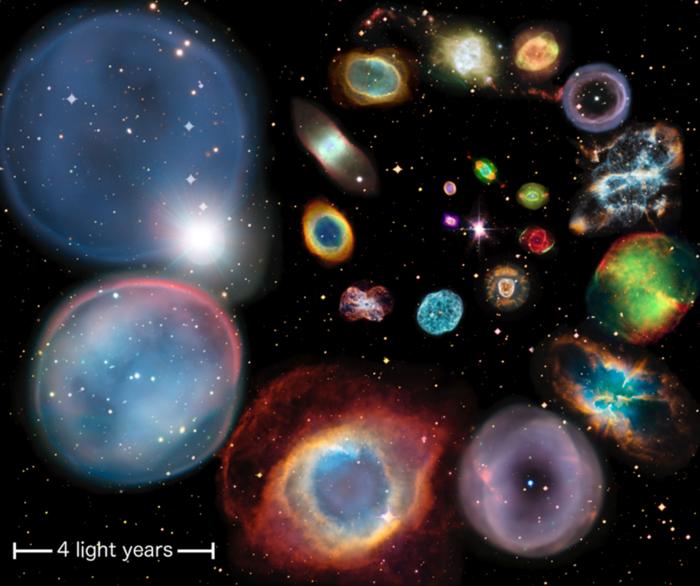 collage of 22 individual well-known planetary nebulae