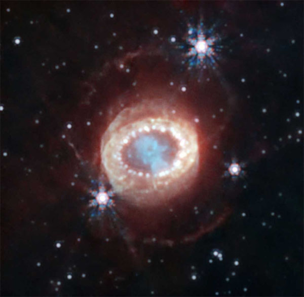 A near-infrared image of the remnant left behind by supernova 1987A