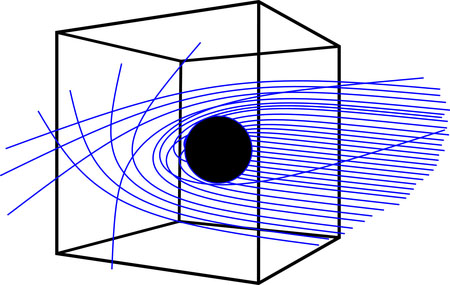 Unlike in most computer graphics, where space and time are flat, this method assumes that light moves on curved rays defined by the black hole's mass and spin