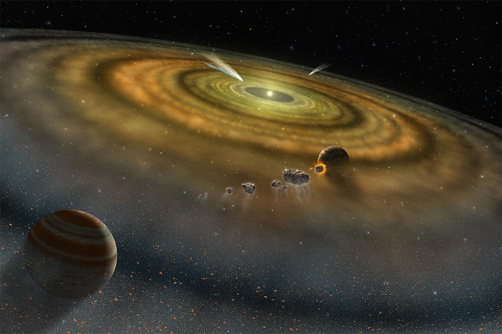 asteroid collision in neighboring star system