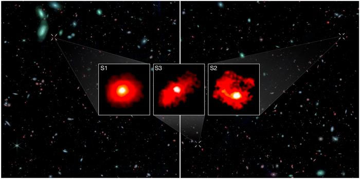 3 extremely massive and dusty galaxies in the first billion years after the Big Bang