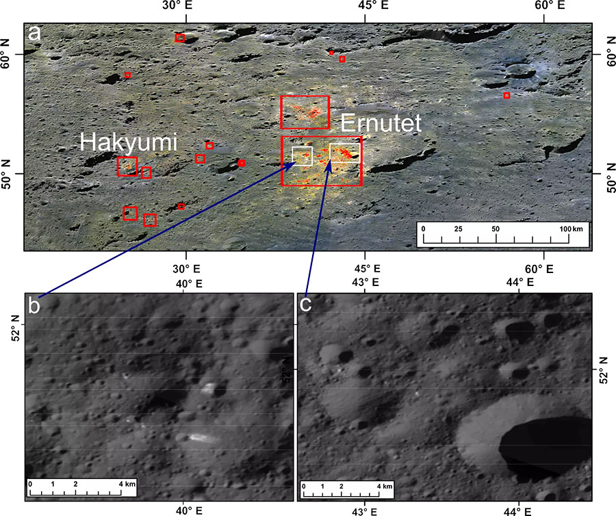 A closer look at the deposits of organic material (here in red) near Ernutet crater on Ceres