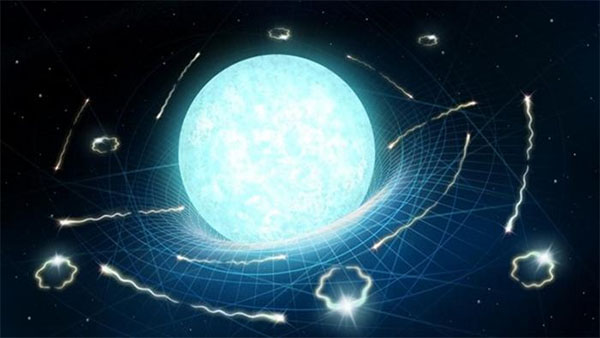 Artistic impression of a neutron star that is 'evaporating' slowly via Hawking-like radiation