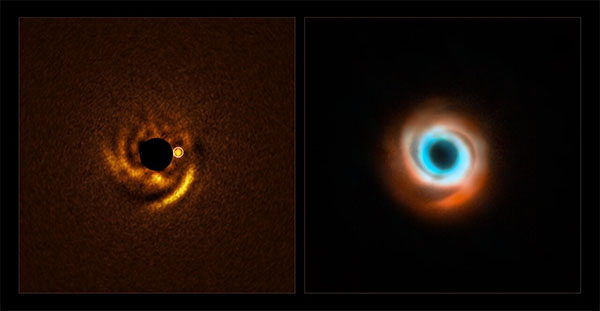 Astronomers may have caught a still-forming planet in action, carving out an intricate pattern in the gas and dust that surrounds its young host star