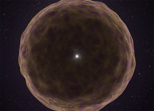 Artist’s illustration of the extremely stripped supernova 2021yfj