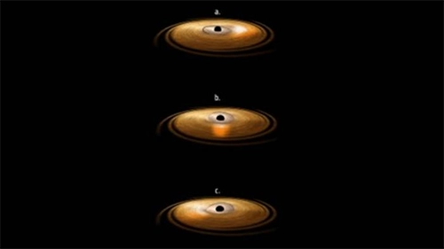 An artist's impression of star wobbling around black hole