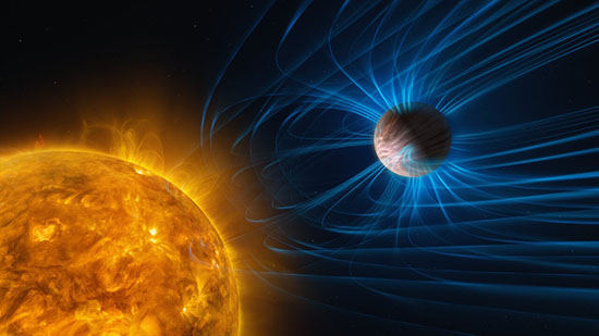 This illustration shows magnetic activity in an exoplanet