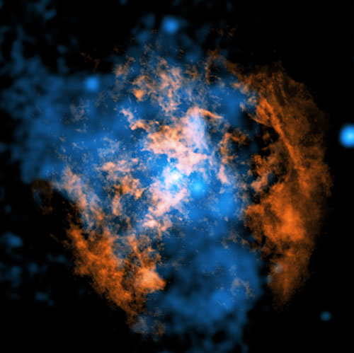This composite image shows evidence for a wind blowing away from Sagittarius A*