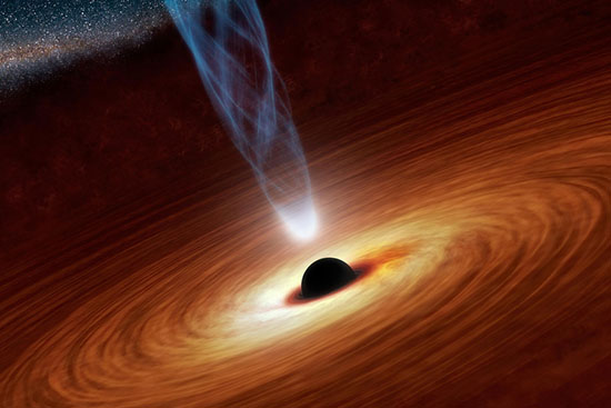 This artist’s concept illustrates a quasar accretion disk. 