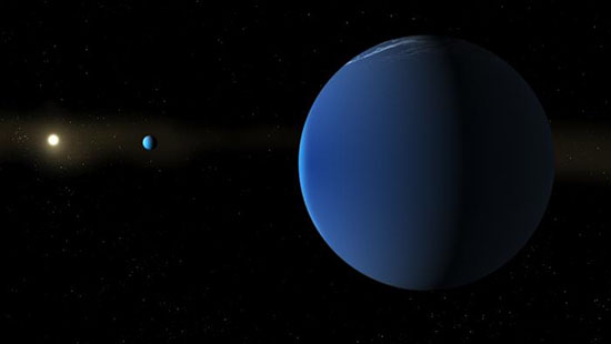 This illustration depicts the Sun-like star TOI-791 and two giant planets