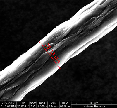 Fiber of single-walled carbon nanotubes spun from acid