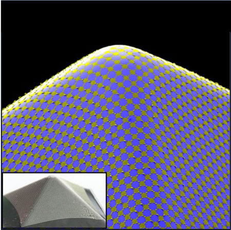 silicon circuit mesh wrapped onto a pyramidal substrate