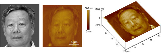 A digital picture and the corresponding fabricated human face nanostructure
