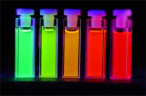 Fluorescence induced by exposure to ultraviolet light in vials