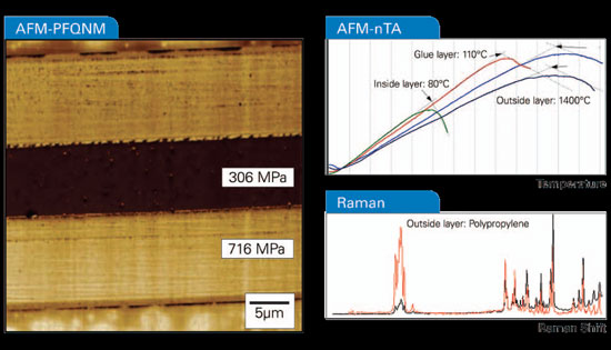 Atomic force microscopy and correlated optical spectroscopies can yield information about the sample composition