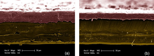 uncompressed and compressed graphene laminate on PET samples