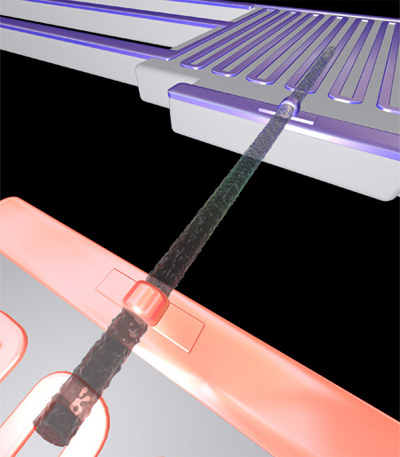 silicon nanowire bridging two suspended heating pads