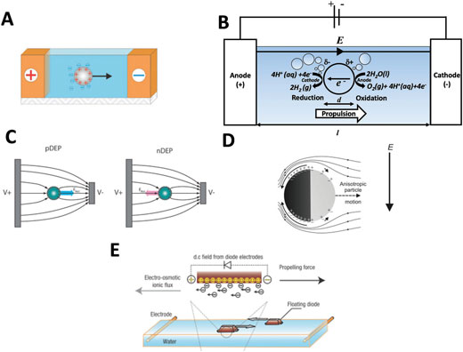 Schematics of electrochemical control of micro- and nanomotors