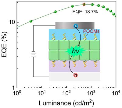 Demonstration of the bilateral interface passivation for the perovskite QLEDs and the device with a maximum peak EQE of 18.7%