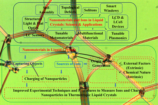 Nanomaterials and ions in liquid crystals