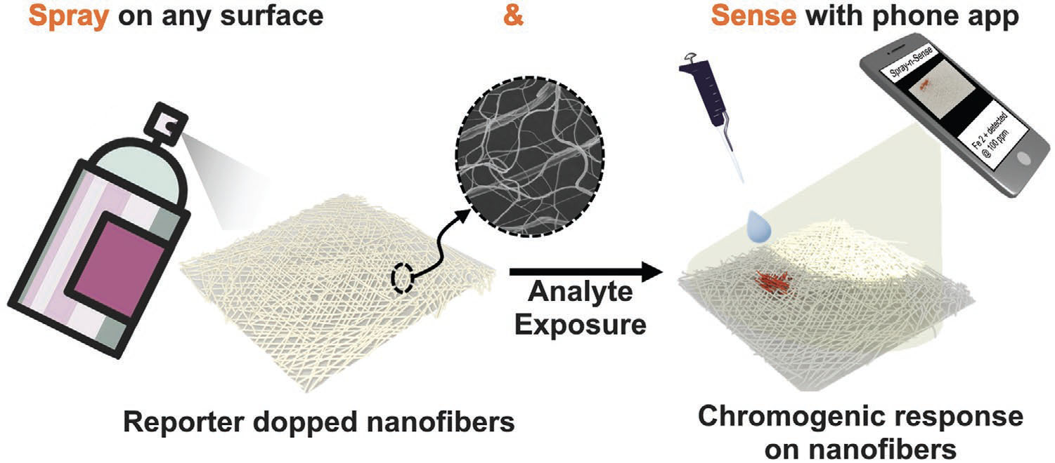 Schematic illustration of the Spray-n-Sense nanofibers