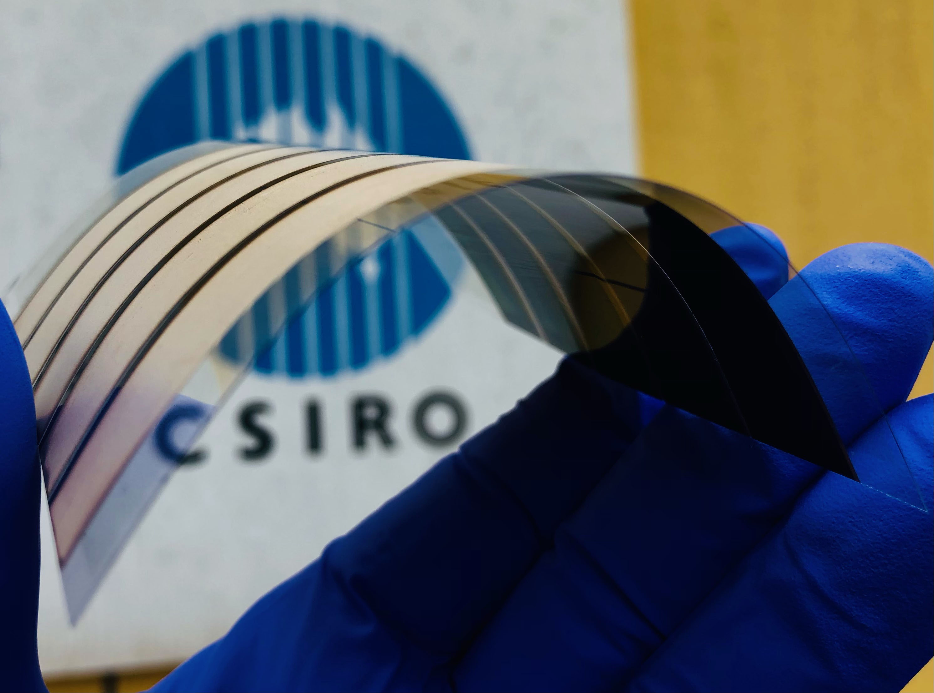 Photo of an encapsulated perovskite solar cell