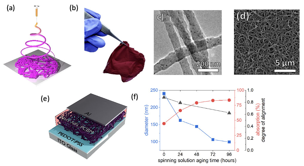 nanofiber electrospinning of a free-standing web of solar light-harvesting P3HT nanofibers