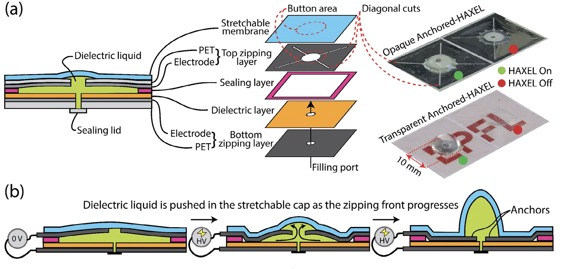 PopTouch: A Submillimeter Thick Dynamically Reconfigured Haptic Interface with Pressable Buttons