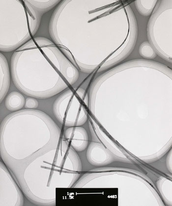 transmission electron microscopy image of titanate nanofibers