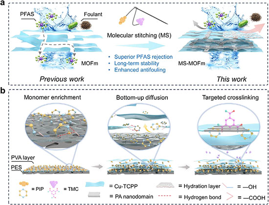 Structural and design concept of molecular stitching metal–organic framework membranes enabled by molecular stitching-interfacial polymerization